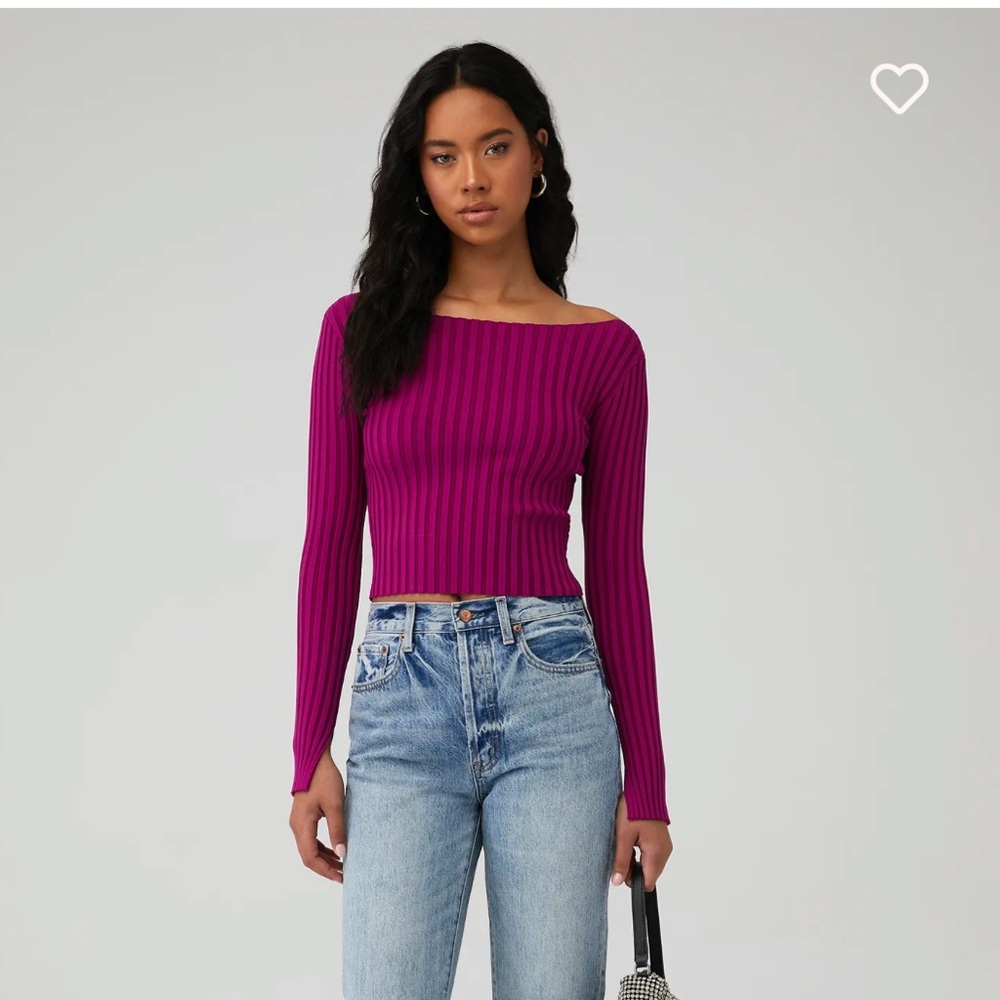 ASTR the Label Alessandra Magenta Sweater Top NWT